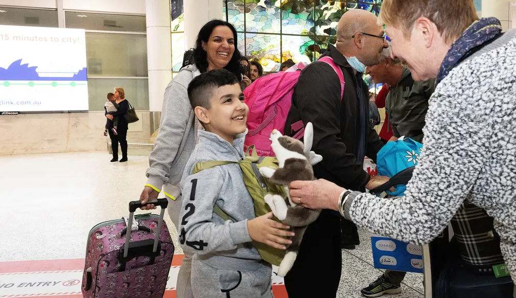 Syrian family at airport